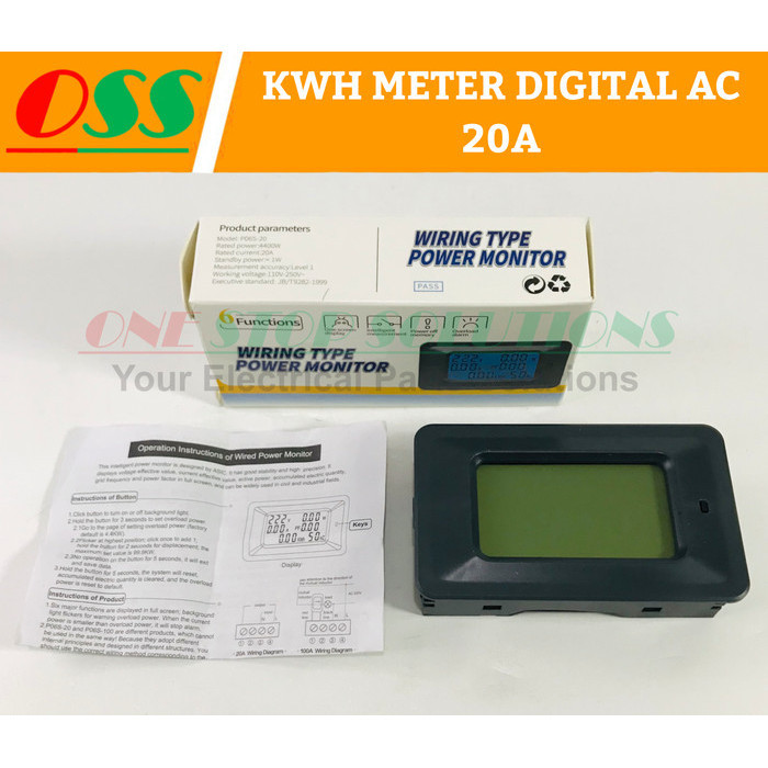 Murah - Kwh Meter Digital Ac 20A Wattmeter Voltmeter Ammeter Energi Lcd Combo