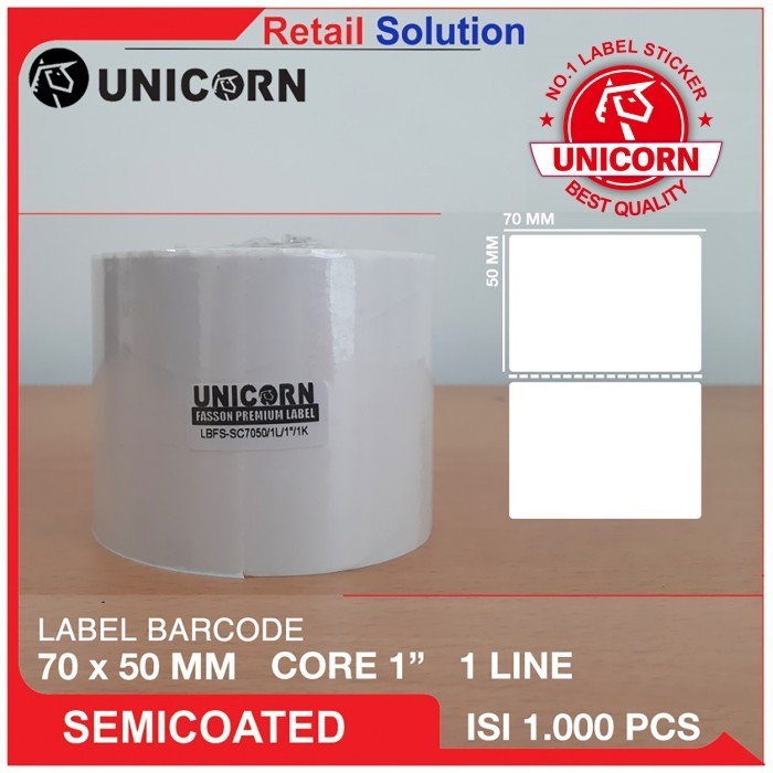 

Stiker Label Barcode Semicoat 70X50Mm / 70X50 Mm / 70 X 50 Mm / 7X5Cm