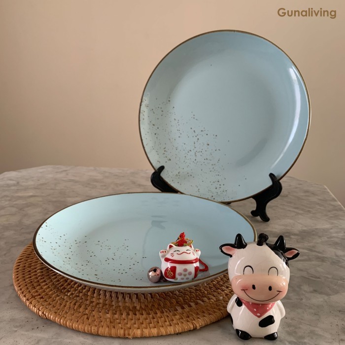 Set Dinner Plate Sango Light Blue Rustic Plate isi (2)