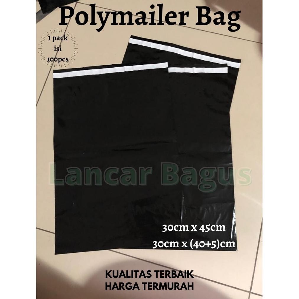 

TIO POLYMAILER HITAM GLOSSY 30x45 Plastik Amplop TERLARIS