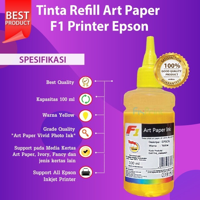 Tinta Art Paper Ink Epson 100Ml Refill L550 L555 L565 L655 L1300 L1455 Best