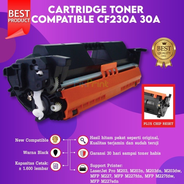 Cartridge Toner 30A Cf230A Compatible Laserjet M203 M227 Black Chip Best