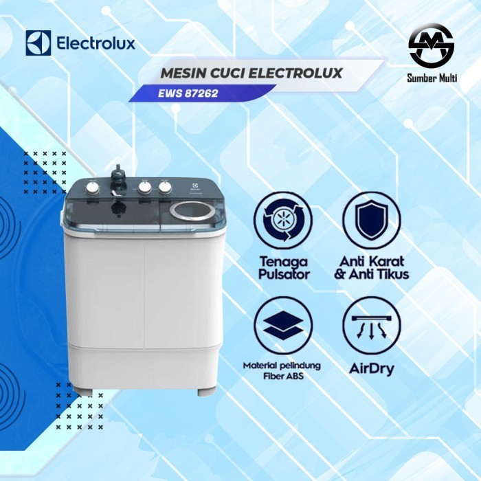 Mesin Cuci Electrolux Ews 87262 Wa 2 Tabung 7Kg Ews87262 Ews87262Wa Kualitas Premium