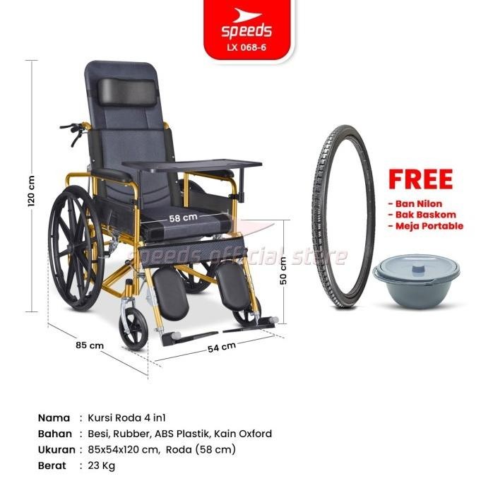 Best Speeds Kursi Roda 4In1 Travel Wheel Chair Alluminium Portabel 068-6 Gratis Ongkir