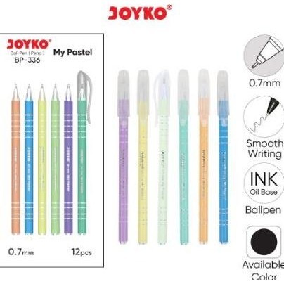 

(12Pcs) Pulpen Joyko BP 336 My Pastel - Ball Pen Joyko 0.7mm Pastel