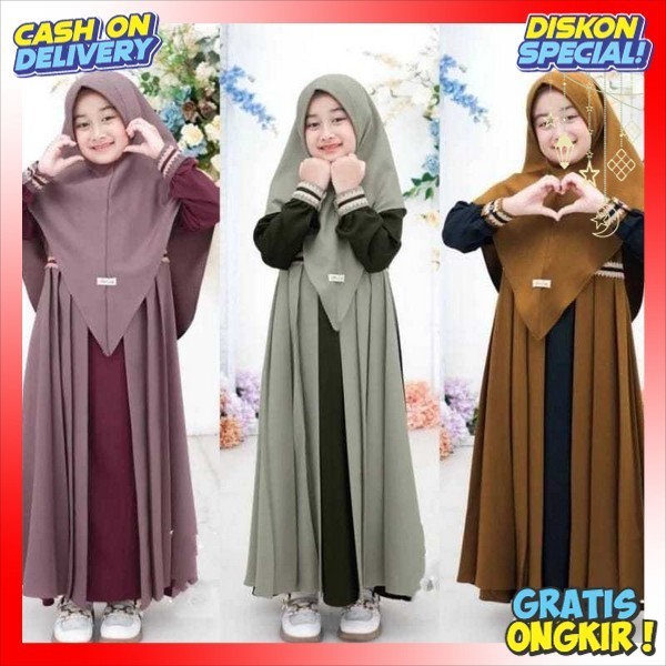 Famis Anak2 Tidak Gerah Pakaian Muslim Anaj Modern Kekinian Dres Syari Anak Tsnggung Gamus Gam8S Mod