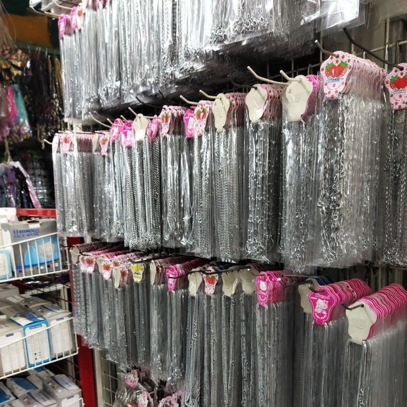 Kalung Rodium Motif Rantai Panjang 50 Cm Lusinan Isi 12 Pcs