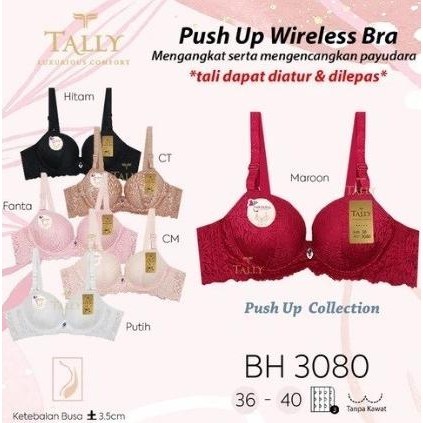 Tally 3080 Push Up Bra Renda Tanpa Kawat
