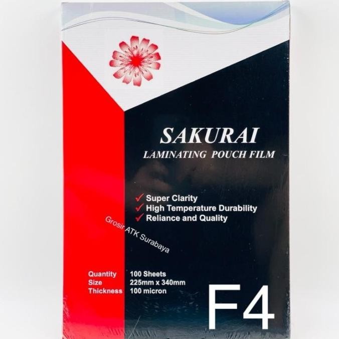 

Plastik Mika LAMINATING FILM SAKURAI F4 FOLIO 225 x 340 mm 100 micron