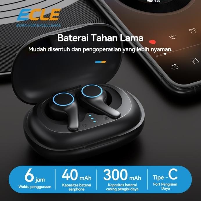Ecle P5 Tws Gaming Bluetooth Headset Hifi Stereo Wireless Earphone Gratis Ongkir