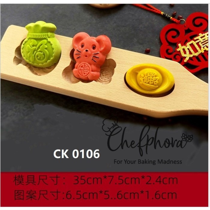 Cetakan Kayu Mooncake Angku Thok Mochi Nastar Koin Chinese Yuan Bao Fu