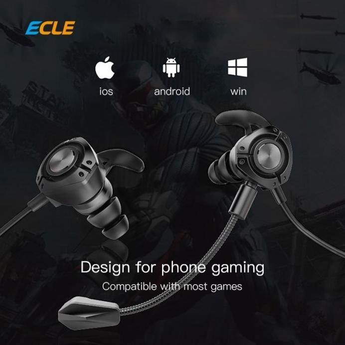 Ecle Headset / Earphone Gaming Noice Reduction Microphone Hitam Gratis Ongkir