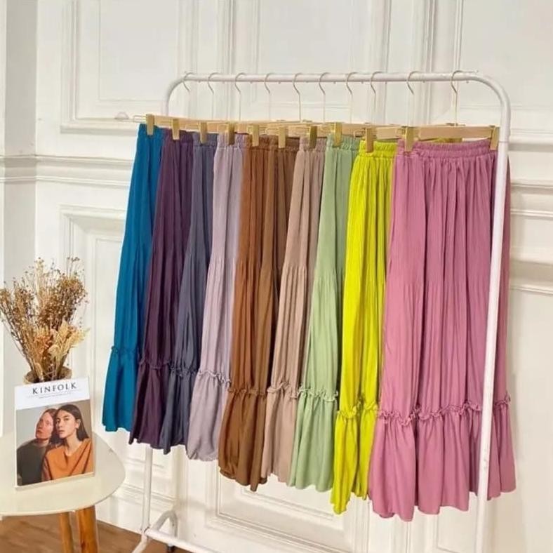 Termurah ROK SUSUN CLARA ROK LIDI PLISKET PREMIUM TINGKAT ROK POLOS CANTIK KERJA VIRAL GROSIR PGMTA 