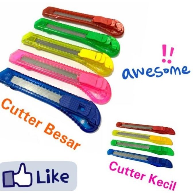 

CUTTER / KATER BESAR - KECIL PLASTIK WARNA BENING TRANSPASARAN MURAH