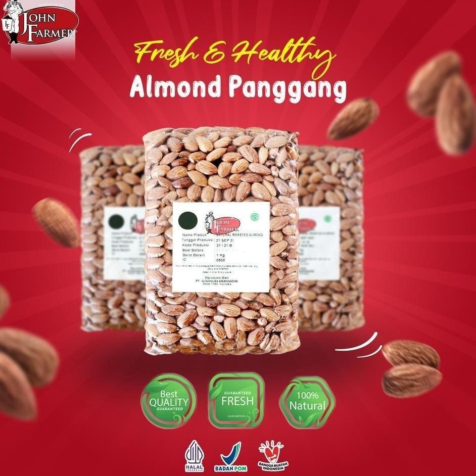 

Kacang Almond Panggang Jhon Farmer Natural Roasted Almond Kualitas 1Kg