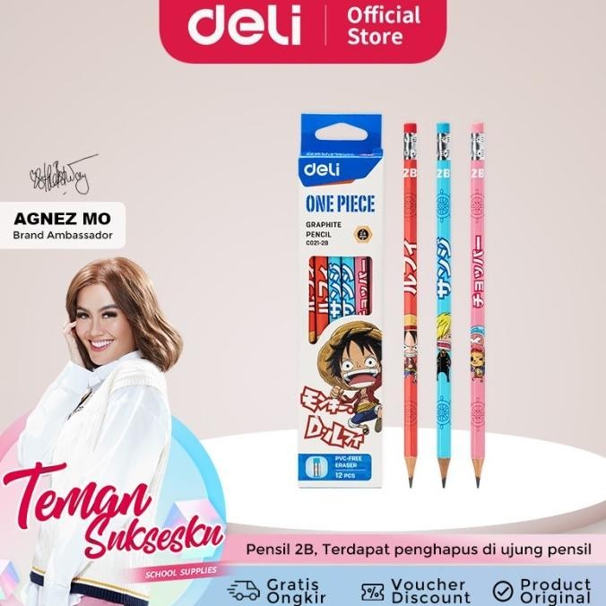 

Kekinian Deli Graphite Pencil / Pensil Kayu 2B Edisi One Piece 12Pcs/Box EC021 !!