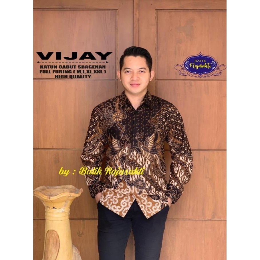 New Vijay Kemeja Batik Solo Lengan Panjang Rajasakti Lapis Furing Asmara ,.