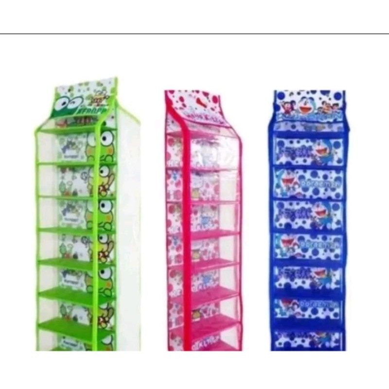 RAK SEPATU GANTUNG KARAKTER HELLO KITTY.DORAEMON.KEROPI/RAK PLASTIK SEPATU