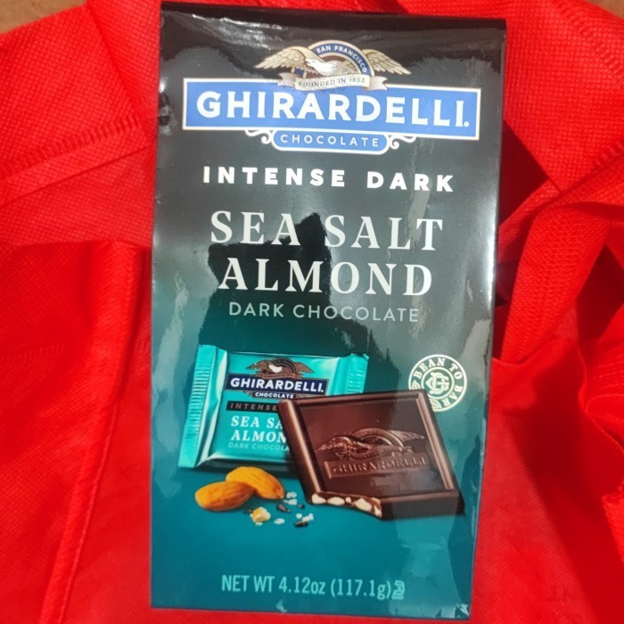 

GHIRARDELLI INTENSE DARK Sea Salt Almond Chocolate Squares Bag 4.12 Oz