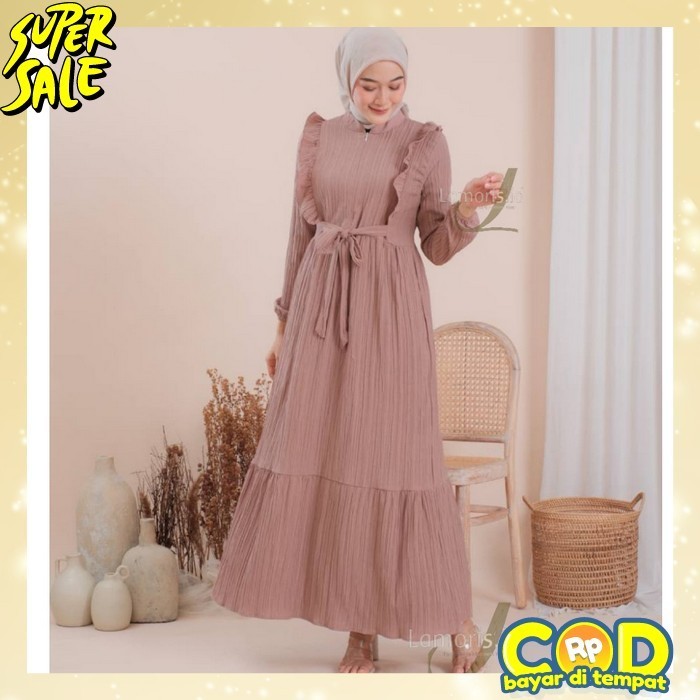 Games Casual Fashion Muslimah Dres Syar'I Gamus Pesta Kondangan Pakaian Wanita Muslim Ibu Ibu Dress 