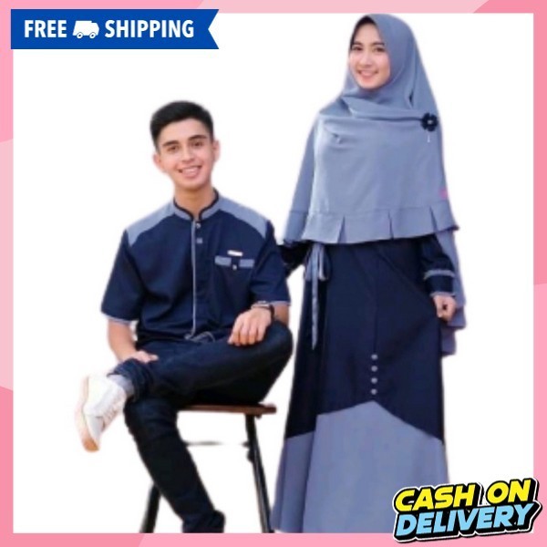 Baju Muslim Satu Set Muslim Pasangan Gamias Dan Kemeja Famis Pasangan Lebaran Terbaru 2024 Satu Pasa