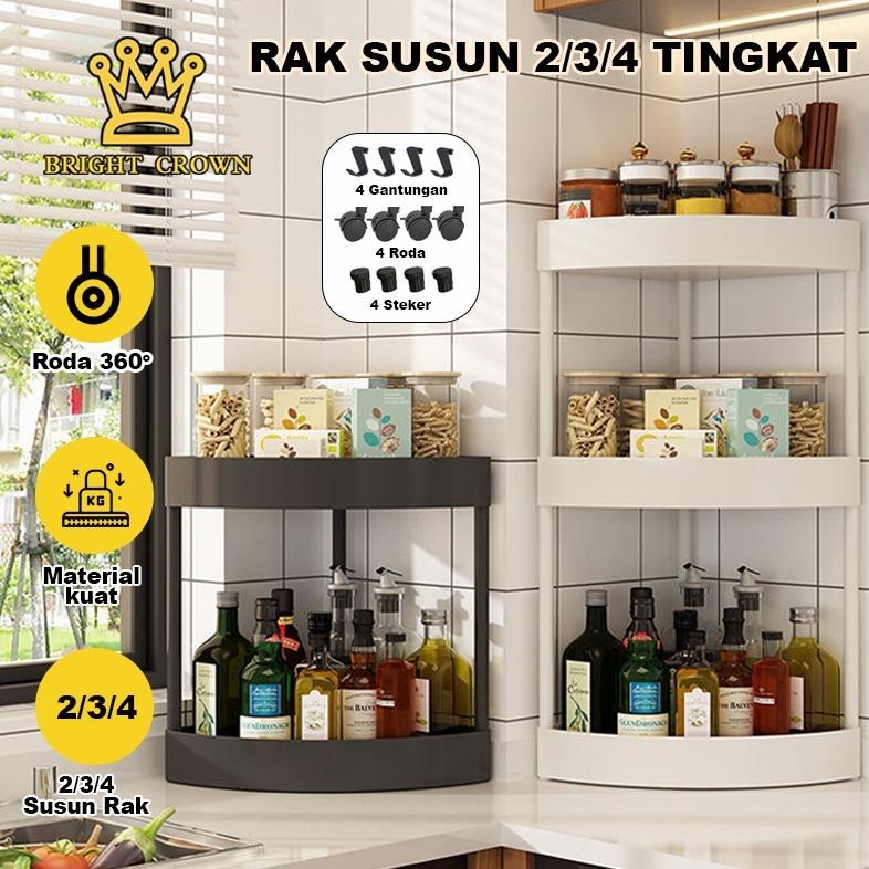 Rak Susun Dapur Plastik Serbaguna Rak Toilet Triangle Rak Kosmetik Rak Penyimpanan Portable 2/3/4 Su