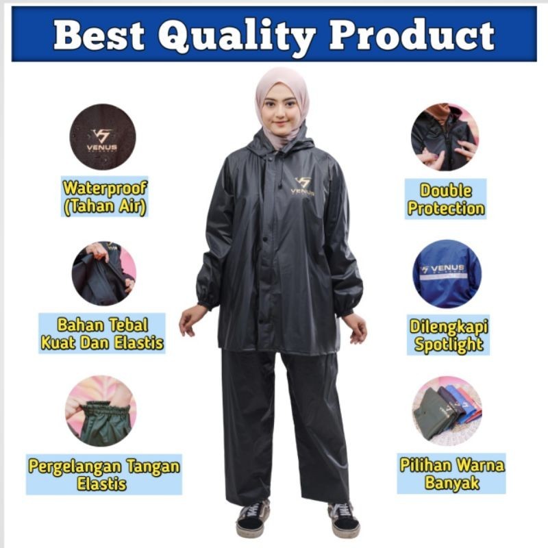 Venus jas Hujan Warna Hitam
