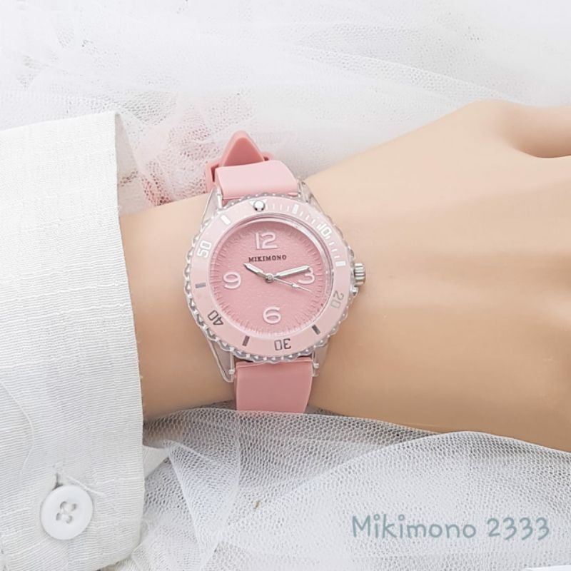 (BISA COD) JAM TANGAN WANITA MIKIMONO 2333 ORIGINAL TALI RUBBER DIAMETER 3,5CM