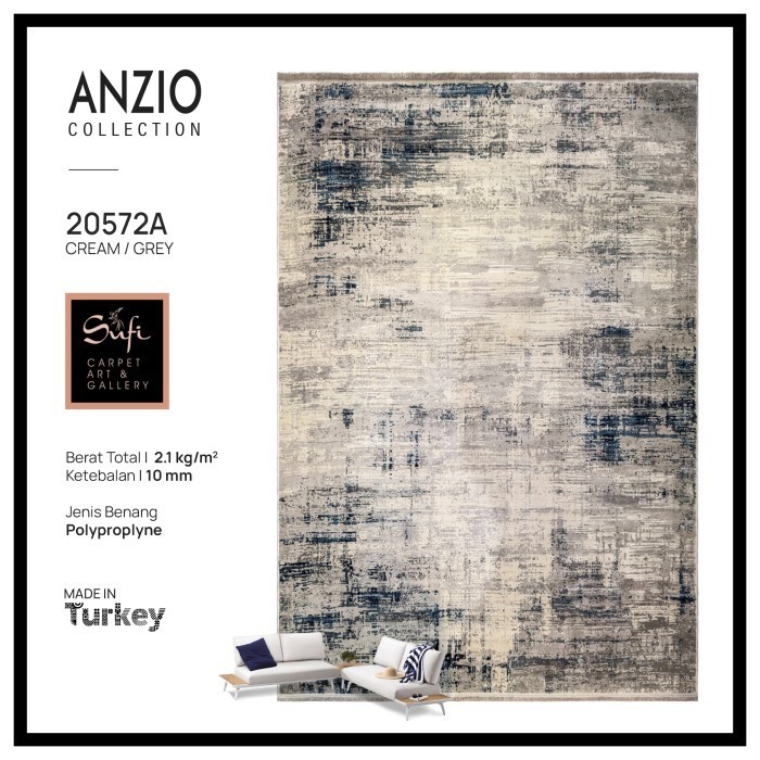 Konfli Karpet Abstrak Minimalis Modern Anzio 100X150 Impor Turki