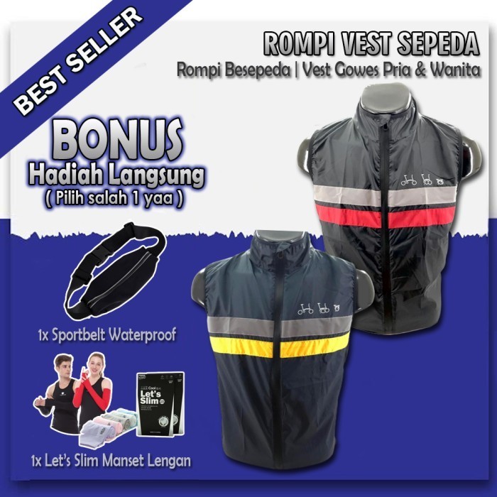 Rompi Aksesoris Sepeda Lipat Pria Wanita Unisex Vest Sepeda Waterproof