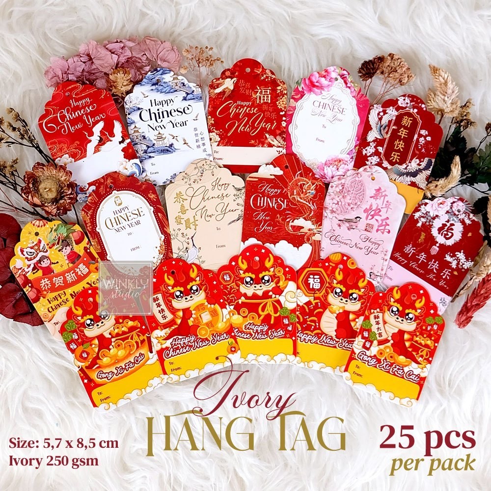 

PIN 25PCS HANG TAG IMLEK HANGTAG SINCIA CHINESE NEW YEAR KARTU MINI CNY CAPGOMEH / CAP GO MEH W9U