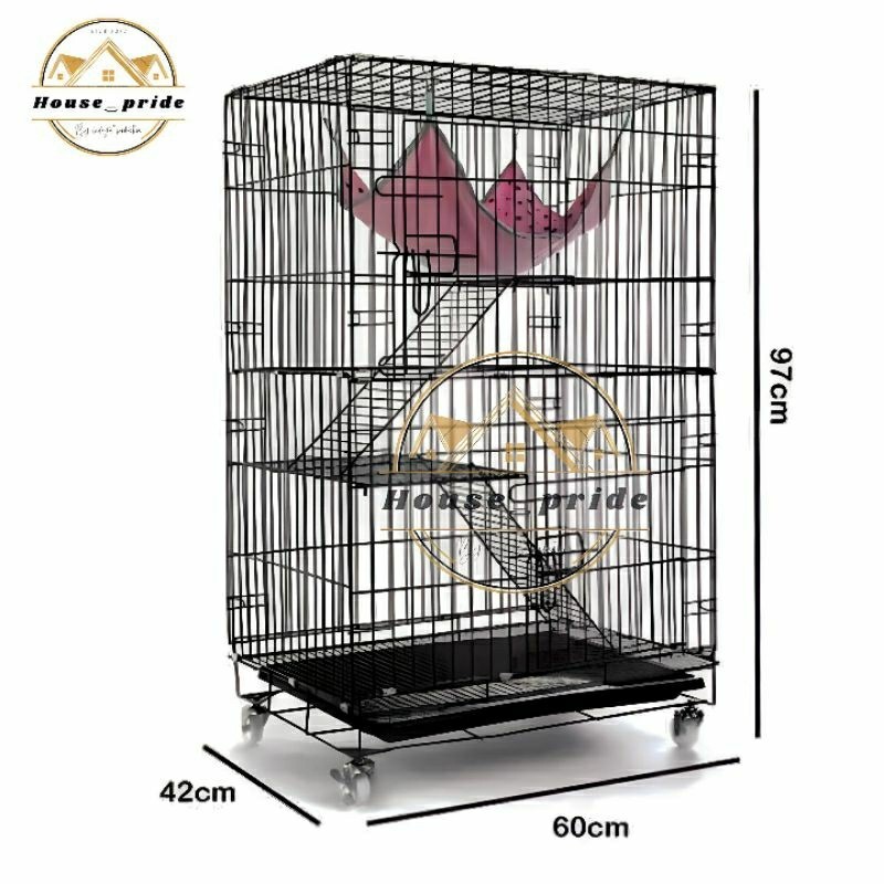 PROMO KANDANG kandang kucing tingkat 3 + roda kandang lipat/kandang besi kokoh besi tebal
