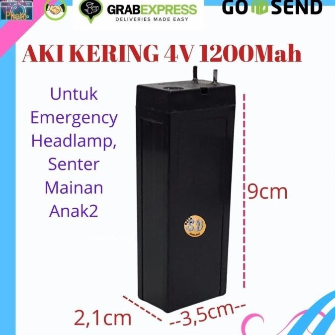 New Baterai Aki Kering 4 Volt 1200Mah Baterai Charger Senter Emwrgency Lam 