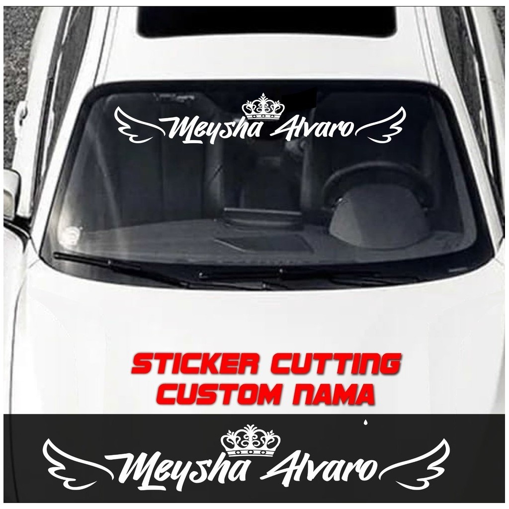 Sticker Cutting custom nama mahkota sayap variasi kaca mobil depan belakang