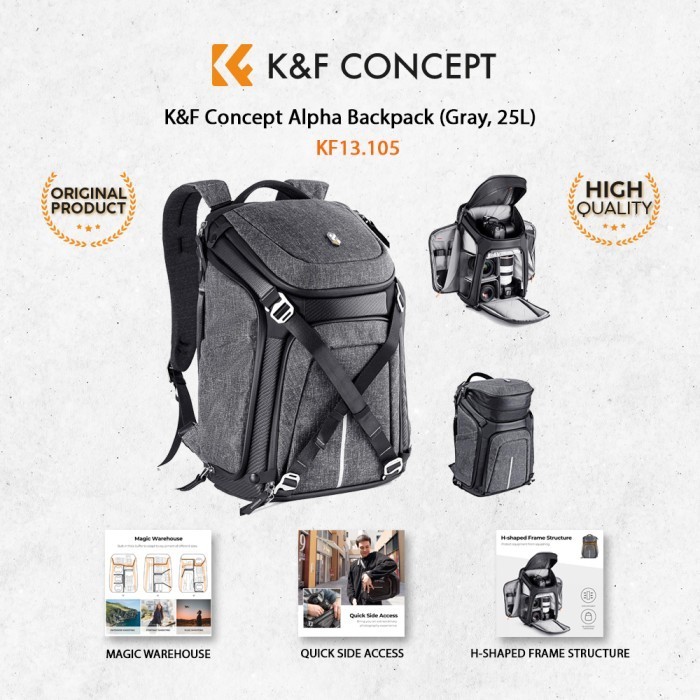 K&F Concept Backpack 25L Gray Original Knf