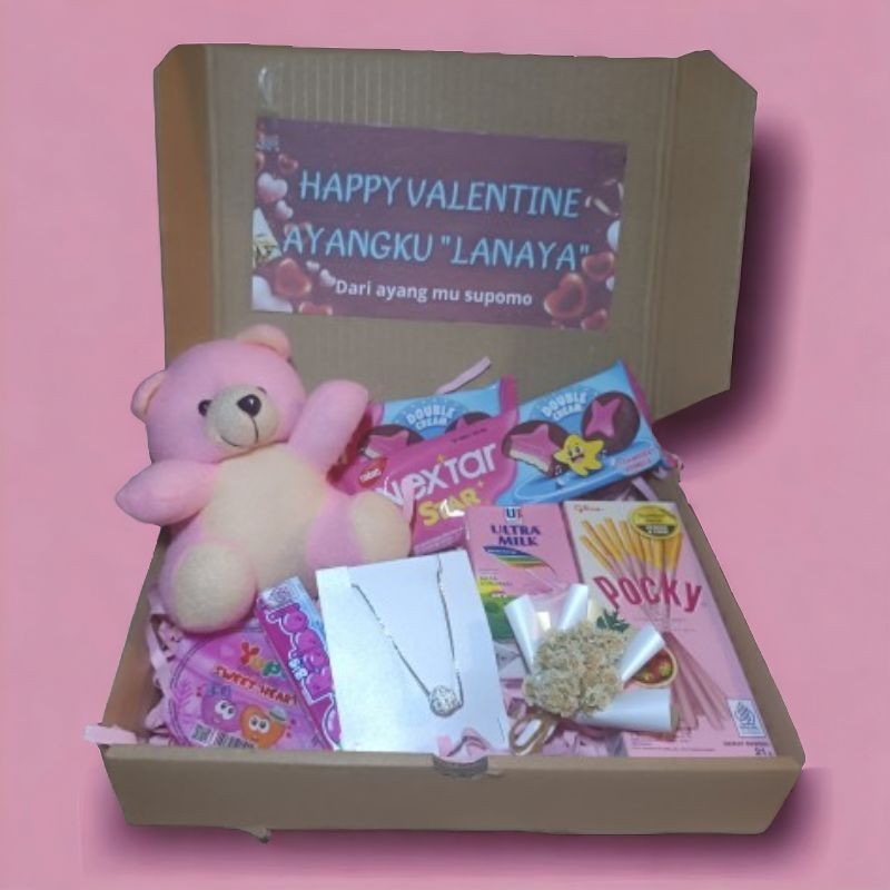 

(PINK) snack box / gift box boxofhappiness. untuk hadiah valentine / birthday / graduation / aniversary