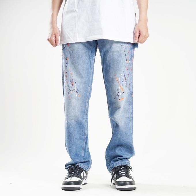 Superego celana carpenter jeans utility Paint Medium Blue Splash