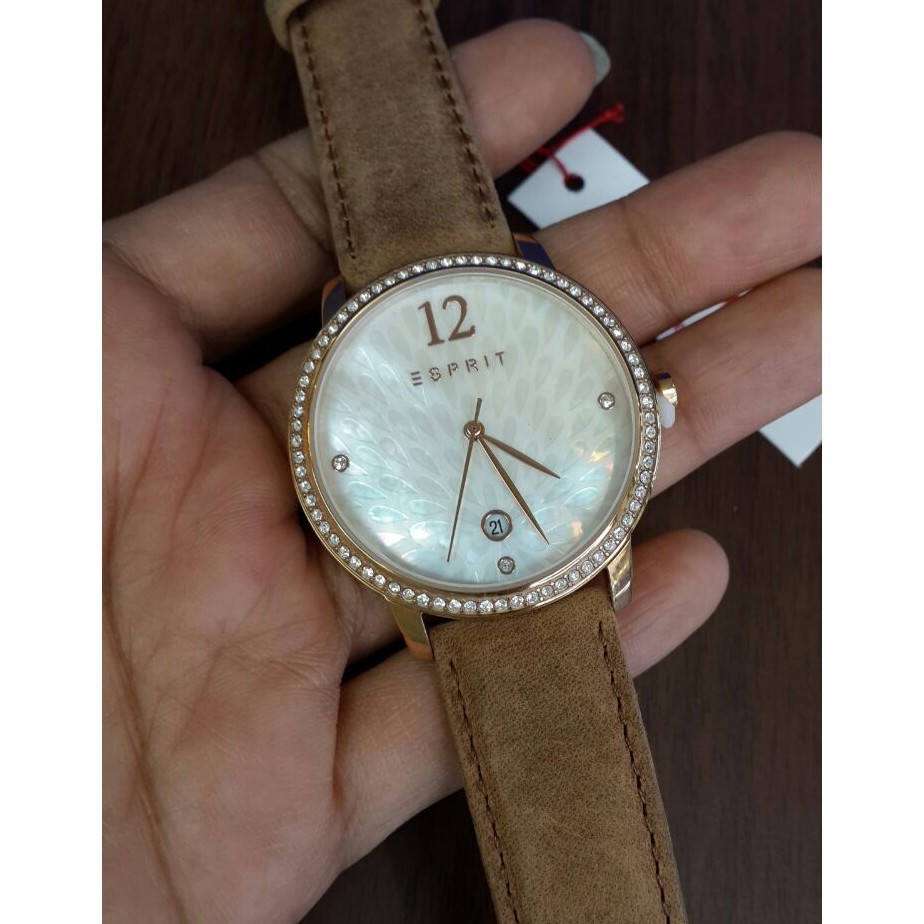 Esprit Jam Tangan Kasual Wanita Murah ES108452003 - Tali Kulit - Quartz - Original