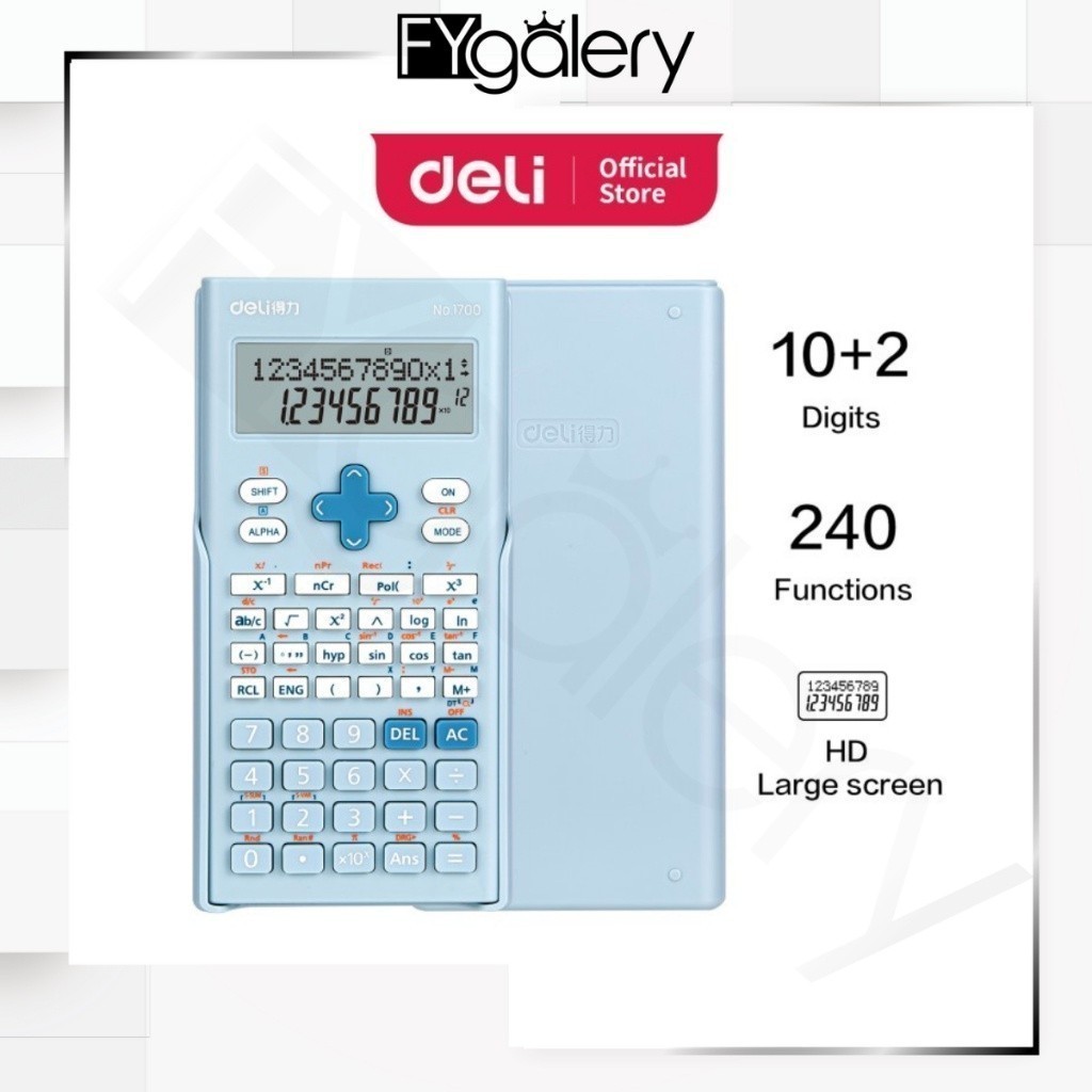 

FYGALERY DELI001 Deli Scientific Calculator/ Kalkulator Ilmiah 12 Digit 240 Fungsi 1700 Y1667