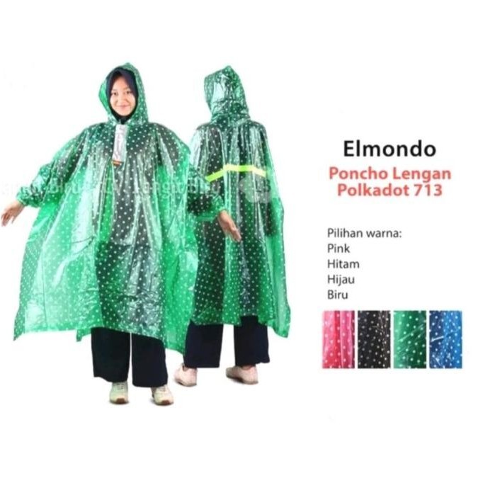:::::::] Jas Hujan Ponco Lengan Kelelawar Dewasa Elmondo Polkadot 713