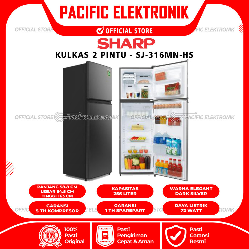 Kulkas Sharp 2 Pintu SJ-316MN-HS / 316MN HS