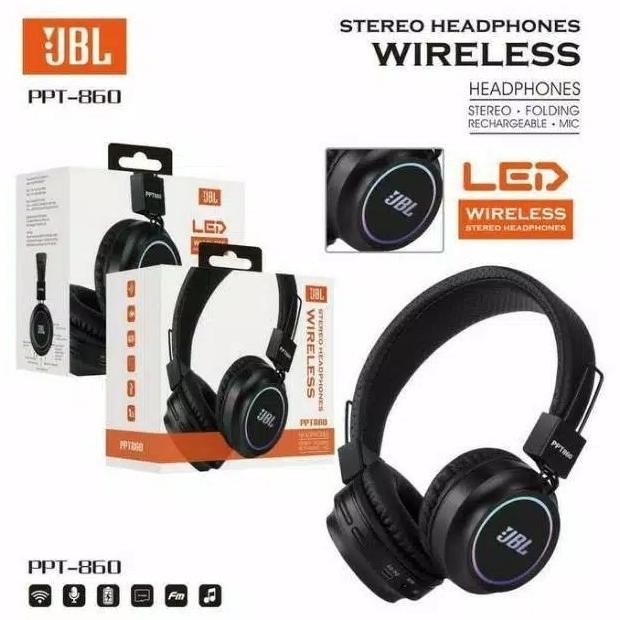 Headset Headphone Bando JBL PPT 860 With Lampu LED JBL Bluetooth Kabel