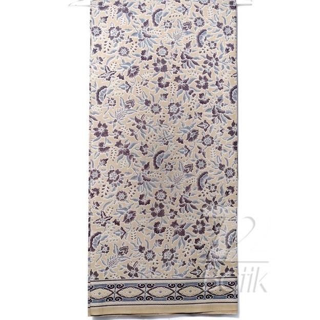 Promo - KAIN BATIK BAHAN KATUN MOTIF KEMBANG WARNA PUTIH TULANG 723740