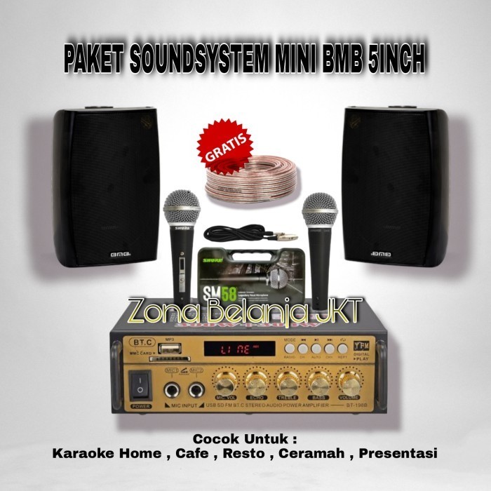 PAKET SOUND KARAOKE CAFE RESTO SPEAKER BMB 5 INCH KG 511 (MINI 1)
