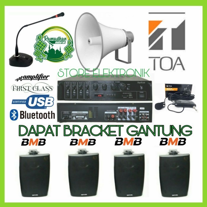 PAKET SOUND SYSTEM BMB KG 511 TOA MESJID MUSHOLA INDOOR 4 - OUTDOOR 1