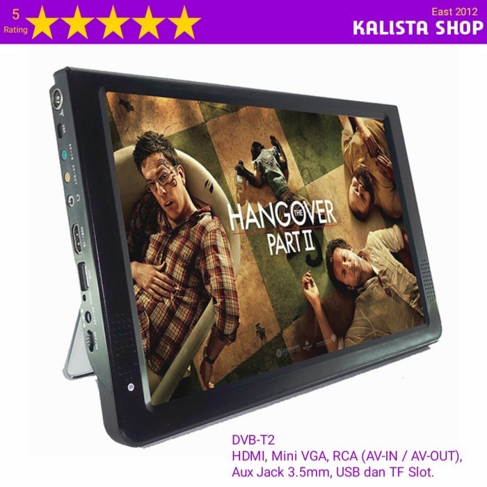 Digital TV Portable LED 14 Inch HDMI USB AV RCA Mini VGA Baterai