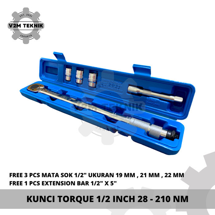 Lippro Kunci Torsi Torque 1/2" 28 - 210 Nm / Kunci Rachet Torsi + Mata