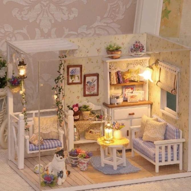 Miniatur Rumah Boneka Barbie DIY 3D Kayu Kado Mainan Anak Perempuan LMb