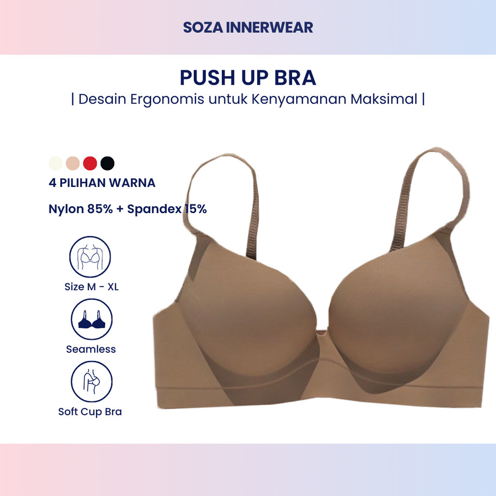 Bra Busa Tebal Tanpa Kawat 859 Push Up Bra Motif Polos Tali BH Anti Melorot Tidak Nyeplak Jiplak Mem