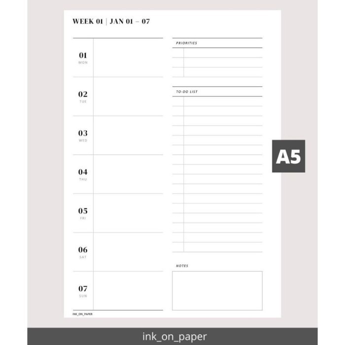 

A5 - Planner 2024, Weekly Planner 2024 (Dated) 1 Tahun By Ink_On_Paper -fo2